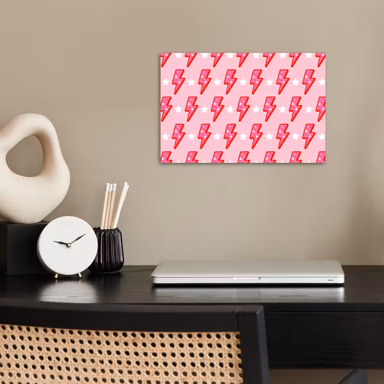 Patroon - Bliksem - Ster - Glitter - Roze poster papier klein -sfeer1