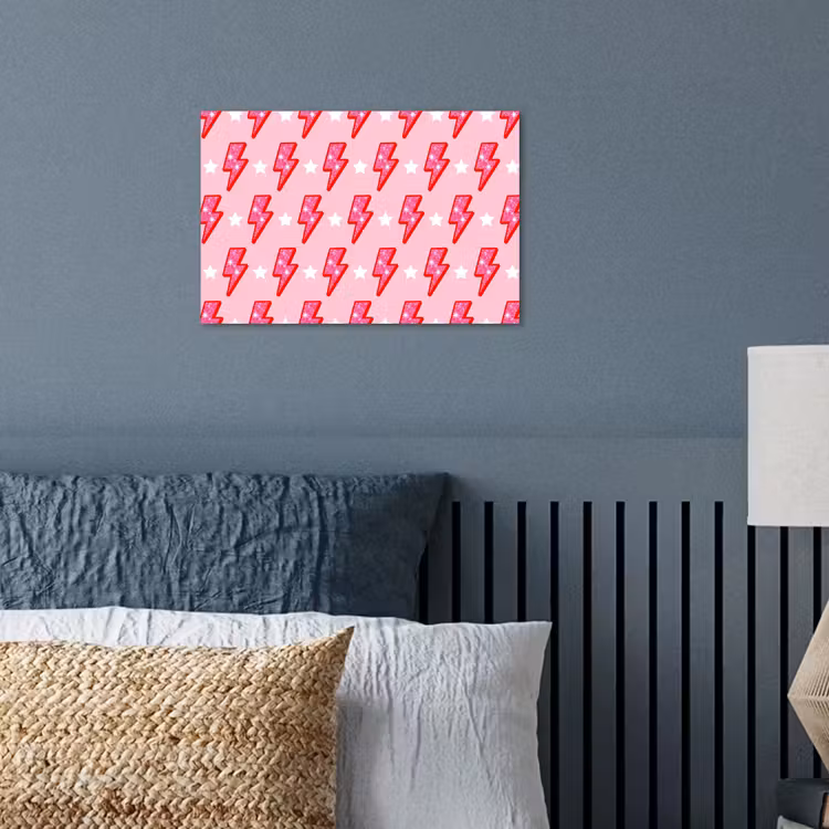 Patroon - Bliksem - Ster - Glitter - Roze poster papier klein -sfeer2