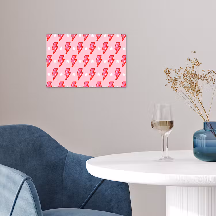 Patroon - Bliksem - Ster - Glitter - Roze poster papier klein -sfeer3