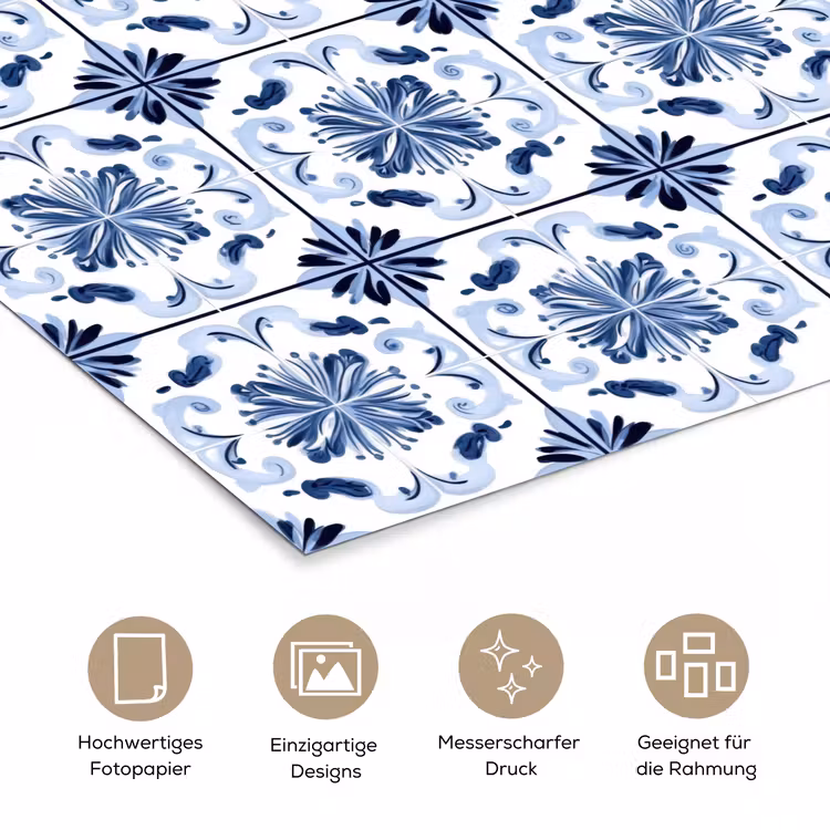 Patroon - Tegel - Blauw poster papier klein 62 -tcloseup_DE