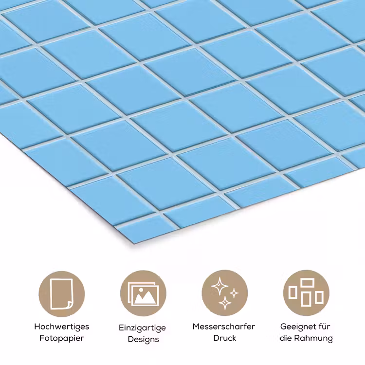 Patroon - Tegel - Pastel - Blauw poster papier klein 62 -tcloseup_DE
