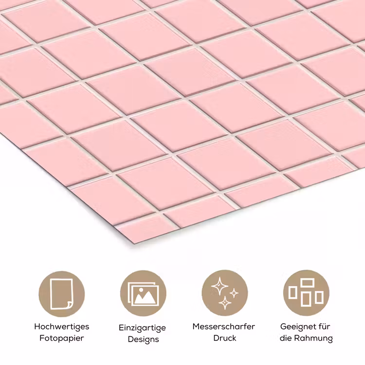Patroon - Tegel - Pastelroze poster papier klein 62 -tcloseup_DE