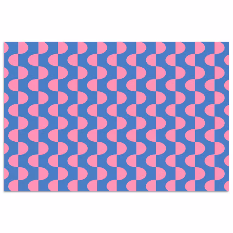 Patroon - Halve cirkels - Abstract - Modern - Roze - Blauw poster papier klein -3d