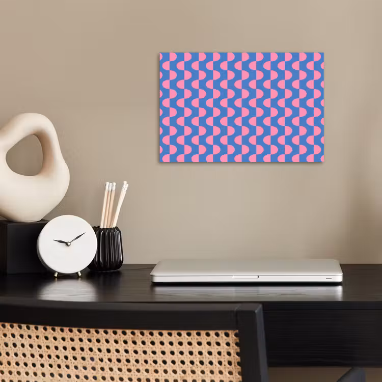 Patroon - Halve cirkels - Abstract - Modern - Roze - Blauw poster papier klein -sfeer1