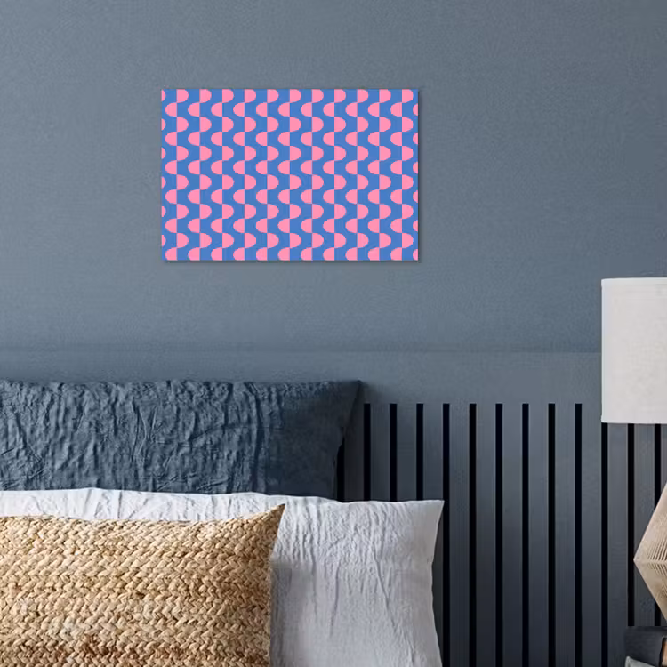 Patroon - Halve cirkels - Abstract - Modern - Roze - Blauw poster papier klein -sfeer2