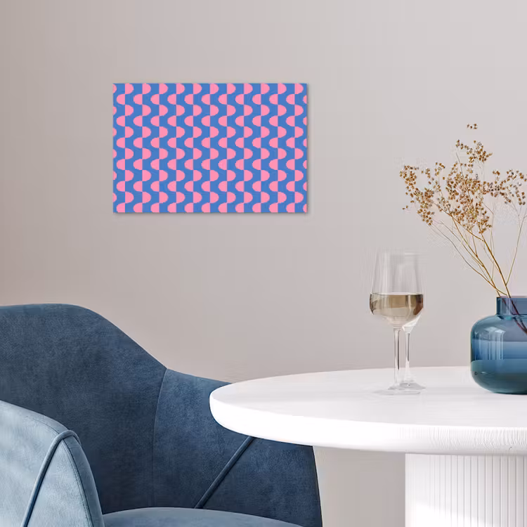 Patroon - Halve cirkels - Abstract - Modern - Roze - Blauw poster papier klein -sfeer3