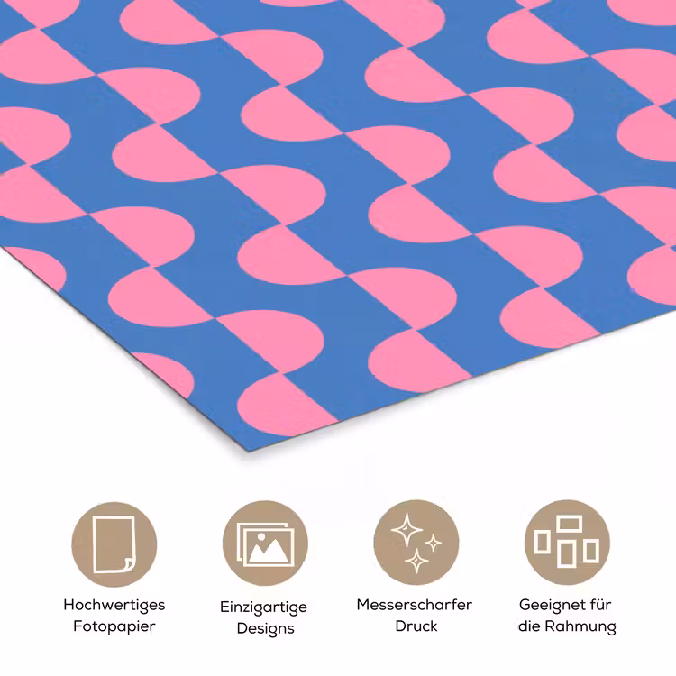 Patroon - Halve cirkels - Abstract - Modern - Roze - Blauw poster papier klein -tcloseup_DE