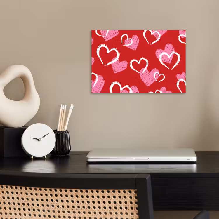 Patroon - Hartjes - Roze - Valentijn poster papier klein -sfeer1
