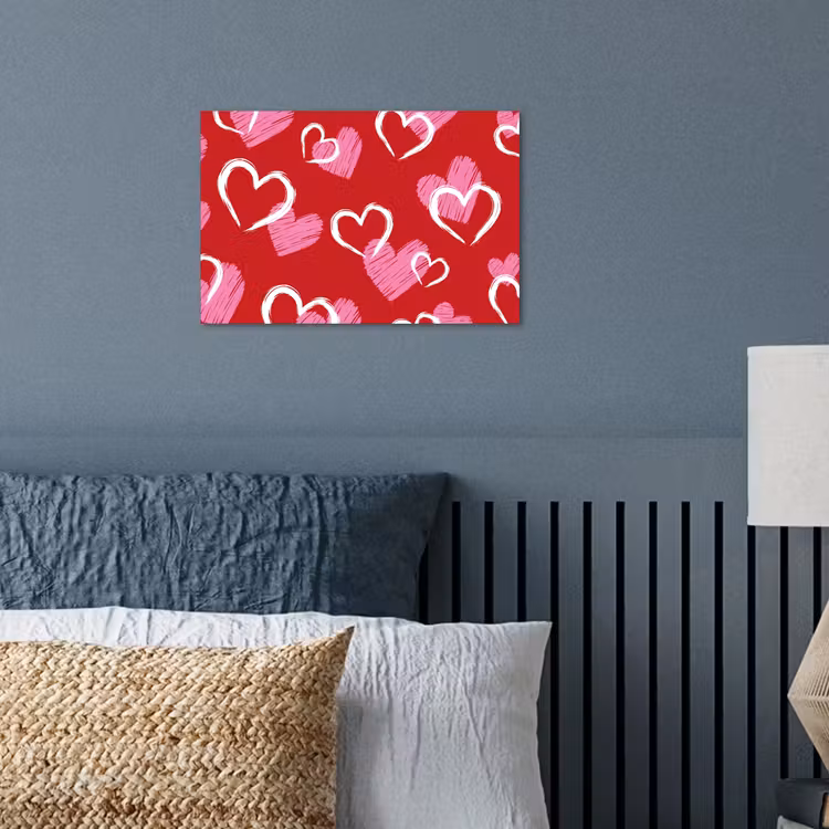 Patroon - Hartjes - Roze - Valentijn poster papier klein -sfeer2