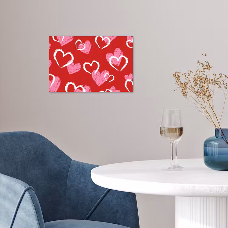 Patroon - Hartjes - Roze - Valentijn poster papier klein -sfeer3