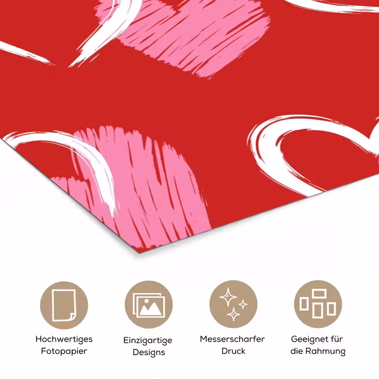 Patroon - Hartjes - Roze - Valentijn poster papier klein -tcloseup_DE