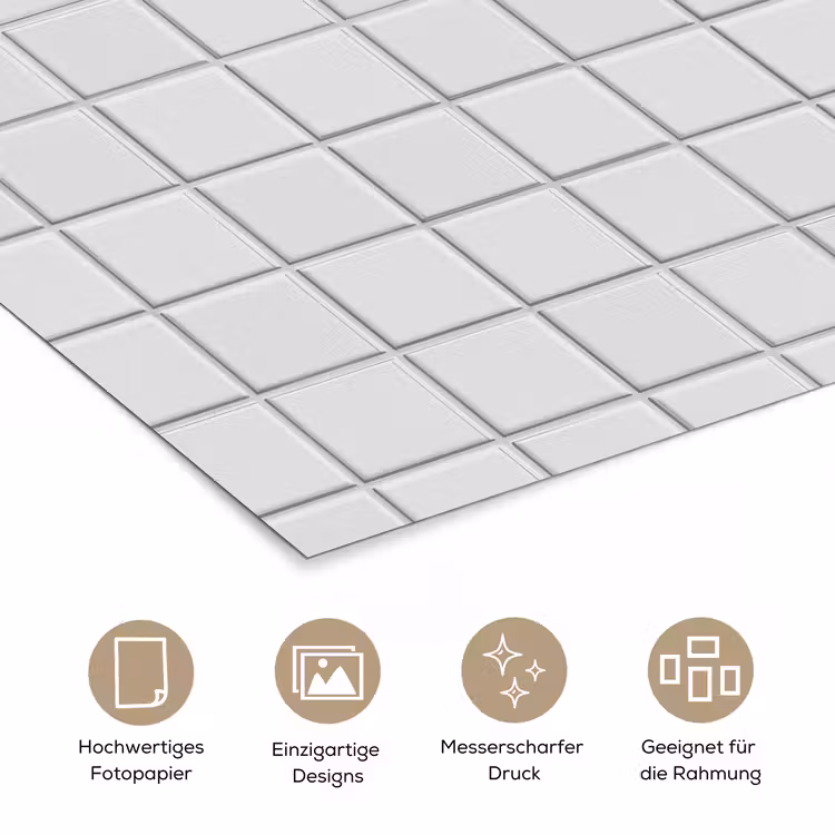 Patroon - Tegels - Grijs - Wit poster papier klein 62 -tcloseup_DE