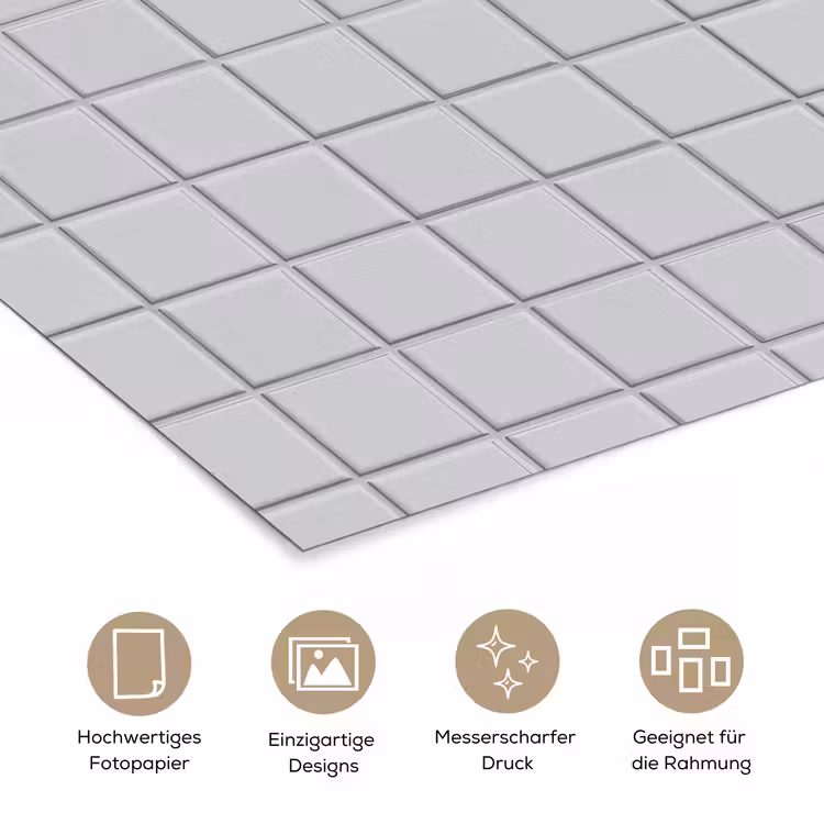 Patroon - Tegels - Licht - Grijs poster papier klein 62 -tcloseup_DE