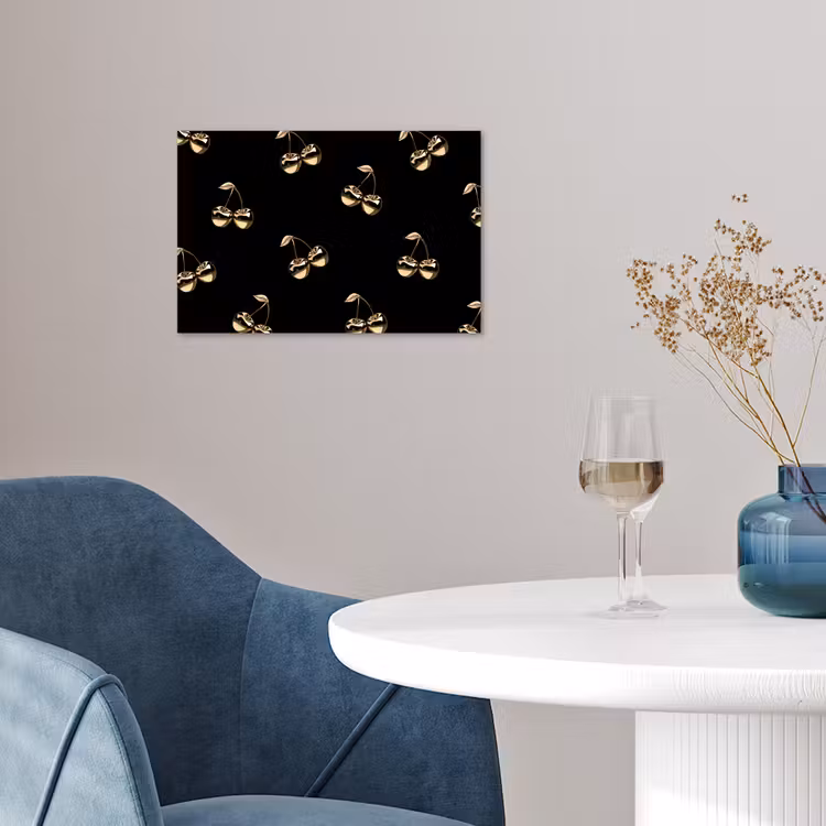 Patroon - Kersen - Goud - Chrome poster papier klein -sfeer3