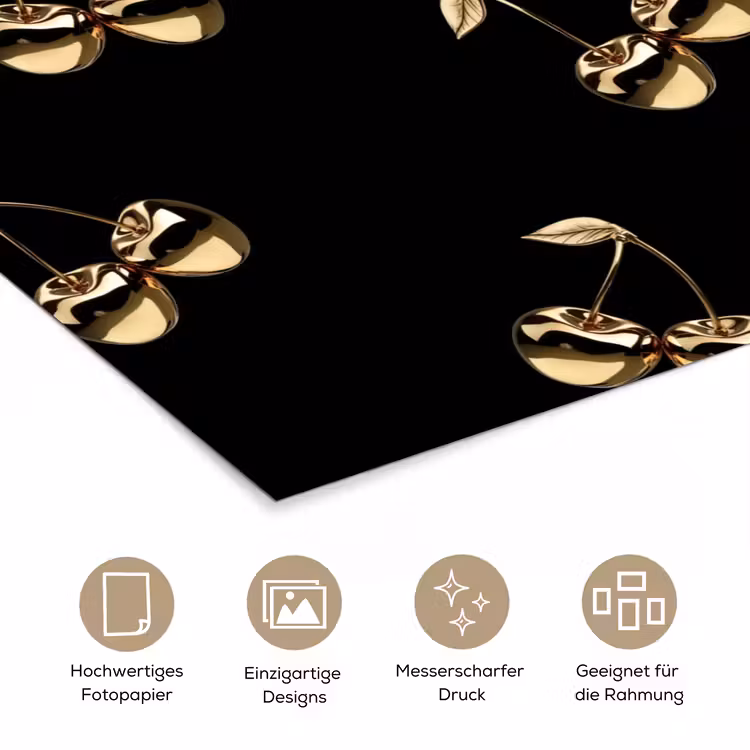 Patroon - Kersen - Goud - Chrome poster papier klein -tcloseup_DE
