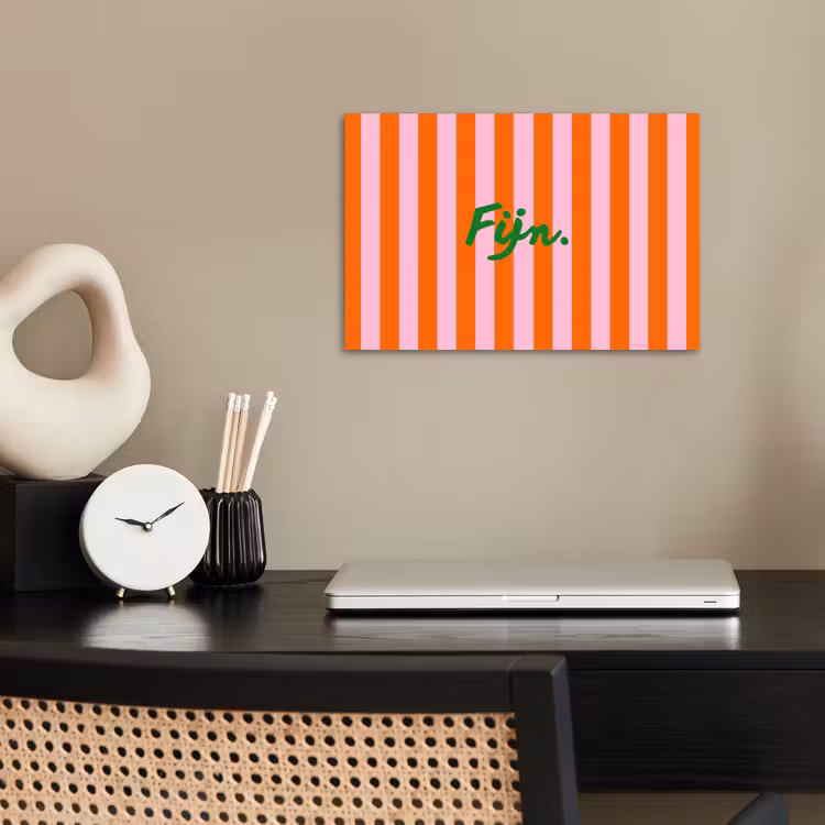 Patroon - Oranje - Fijn - Strepen poster papier klein -sfeer1