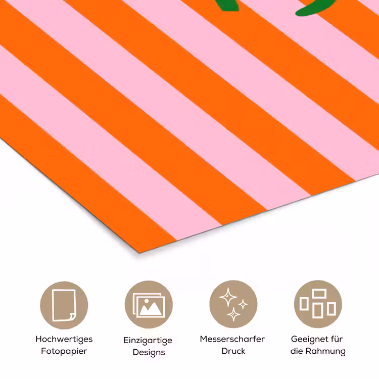 Patroon - Oranje - Fijn - Strepen poster papier klein -tcloseup_DE