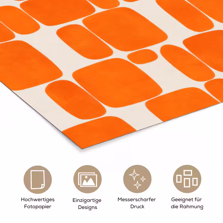 Patroon - Retro - Oranje poster papier klein 62 -tcloseup_DE