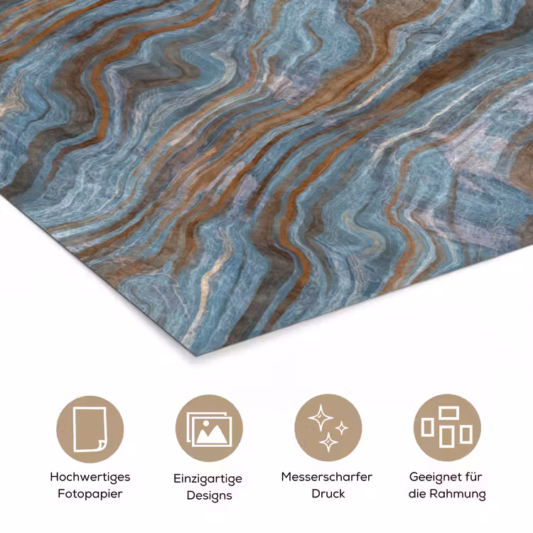 Patroon - Steen - Blauw poster papier klein 62 -tcloseup_DE