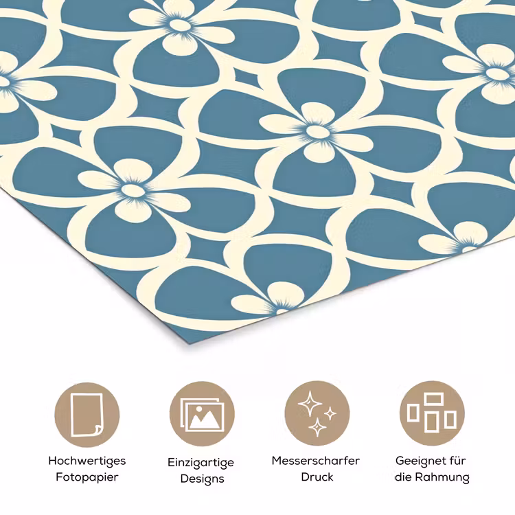 Patroon - Symmetrisch - Blauw poster papier klein 62 -tcloseup_DE