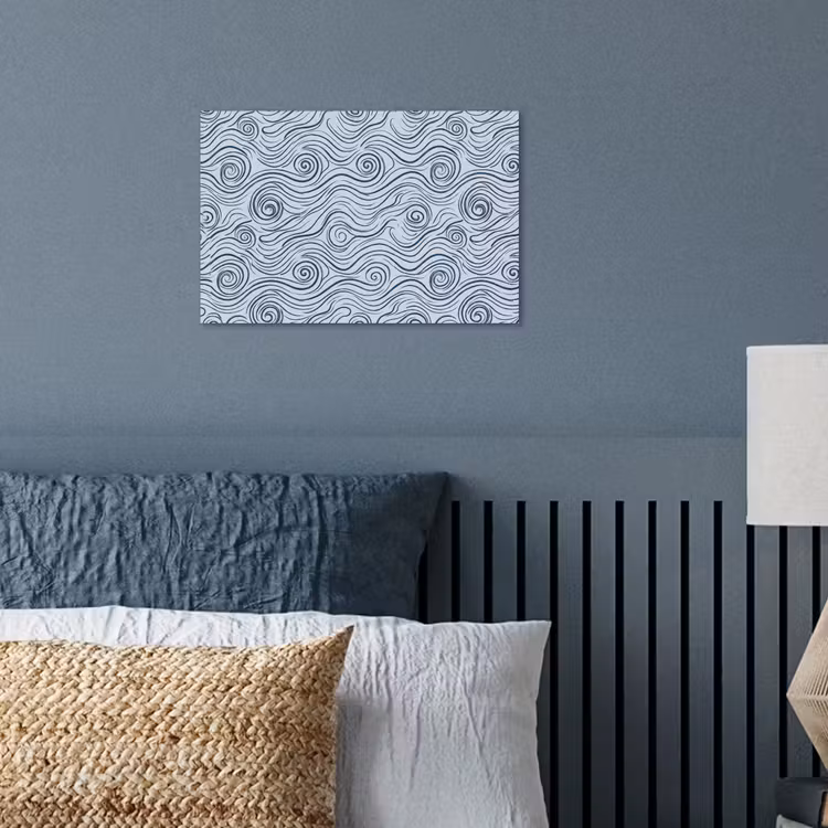 Patroon - Golven - Abstract - Modern - Blauw poster papier klein -sfeer2