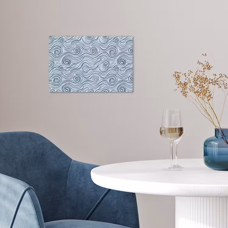 Patroon - Golven - Abstract - Modern - Blauw poster papier klein -sfeer3