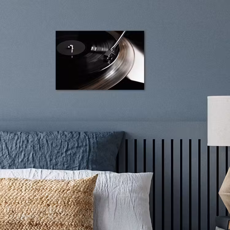Close-up - Vinylplaat - Platenspeler - Zwart poster papier klein -sfeer2
