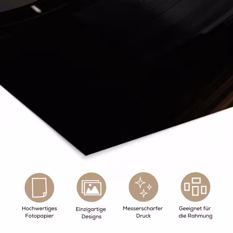 Close-up - Vinylplaat - Platenspeler - Zwart poster papier klein -tcloseup_DE