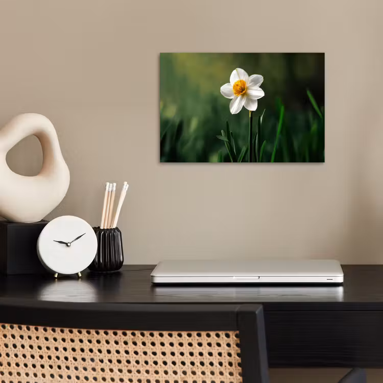 Narcis - Bloem - Wit - Grassprieten poster papier klein -sfeer1