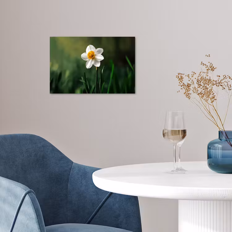 Narcis - Bloem - Wit - Grassprieten poster papier klein -sfeer3
