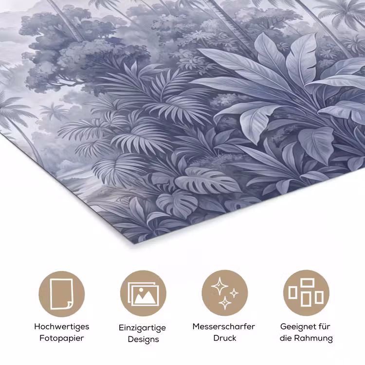 Natuur - Boom - Tropisch - Landschap - Blauw poster papier klein -tcloseup_DE