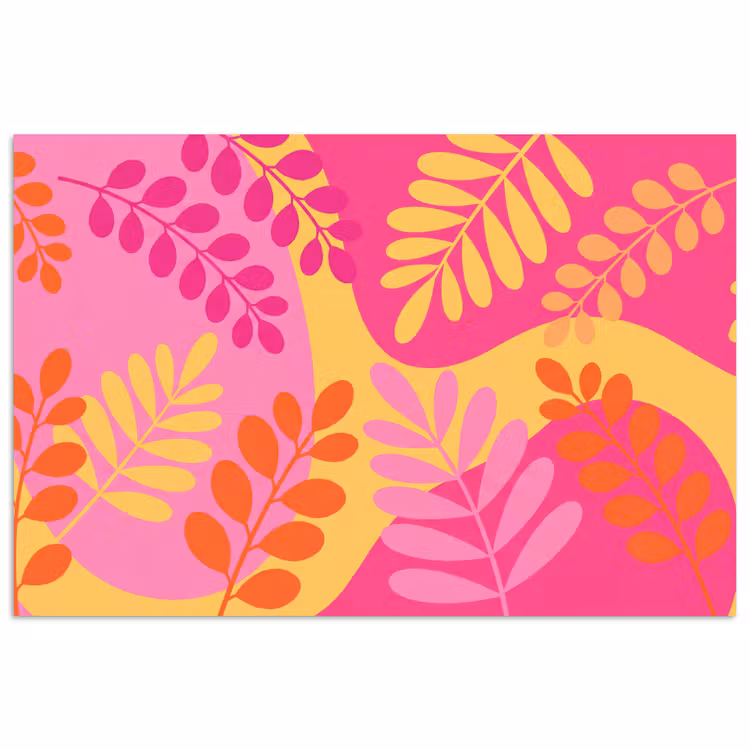 Natuur - Bladeren - Abstract - Roze - Geel poster papier klein -3d