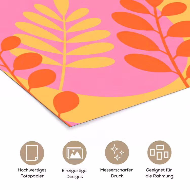Natuur - Bladeren - Abstract - Roze - Geel poster papier klein -tcloseup_DE