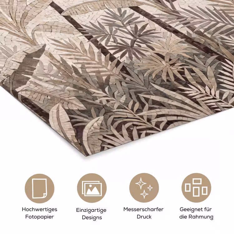 Natuur - Bladeren - Landschap - Mozaïek - Beige poster papier klein -tcloseup_DE