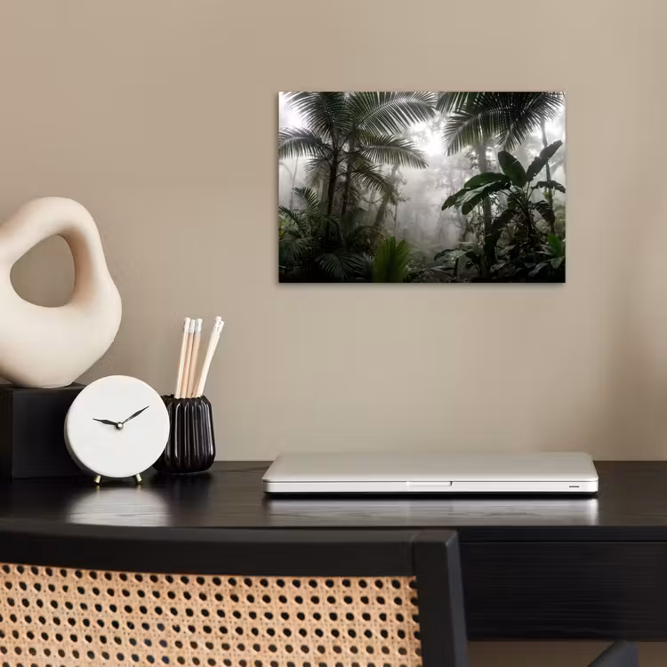 Natuur - Jungle - Mist - Groen - Bladeren poster papier klein -sfeer1