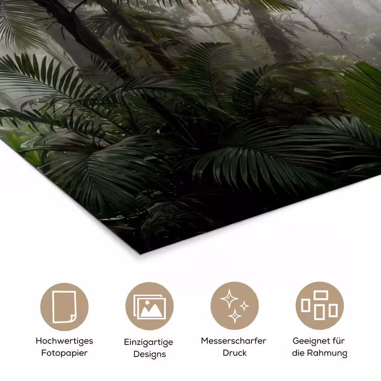 Natuur - Jungle - Mist - Groen - Bladeren poster papier klein -tcloseup_DE