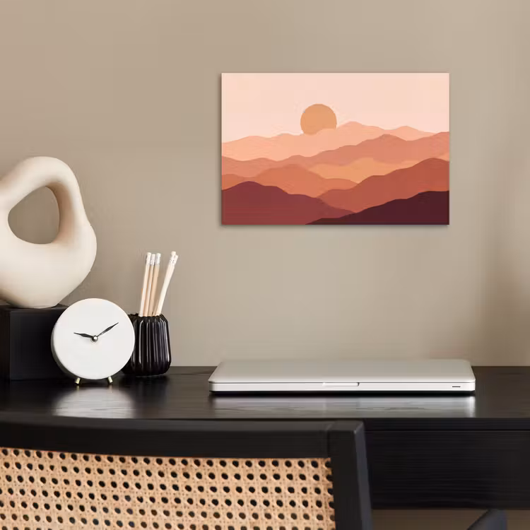 Natuur - Heuvels - Abstract - Modern - Oranje poster papier klein -sfeer1
