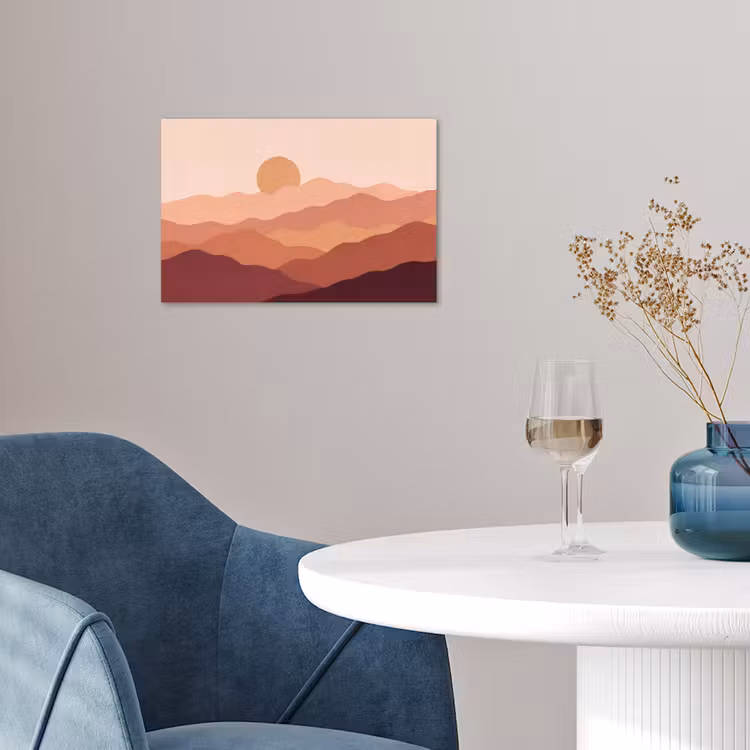 Natuur - Heuvels - Abstract - Modern - Oranje poster papier klein -sfeer3