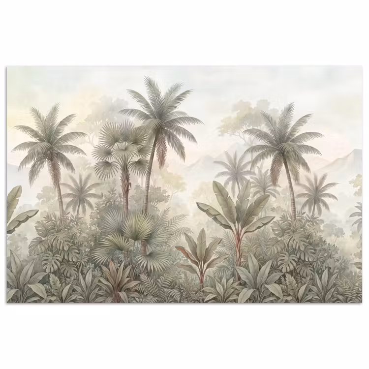 Natuur - Tropisch bos - Landschap - Aquarel - Groen poster papier klein -3d