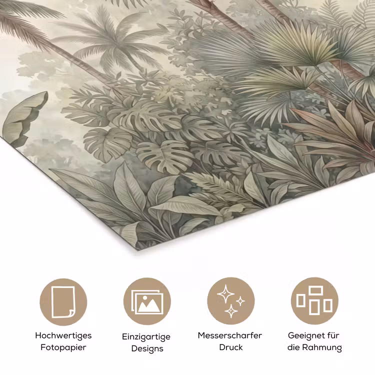 Natuur - Tropisch bos - Landschap - Aquarel - Groen poster papier klein -tcloseup_DE