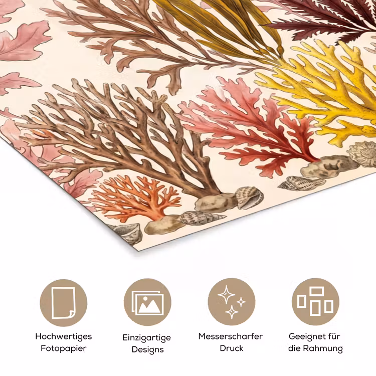 Natuur - Onderwater - Botanisch - Vintage - Kleurrijk poster papier klein -tcloseup_DE