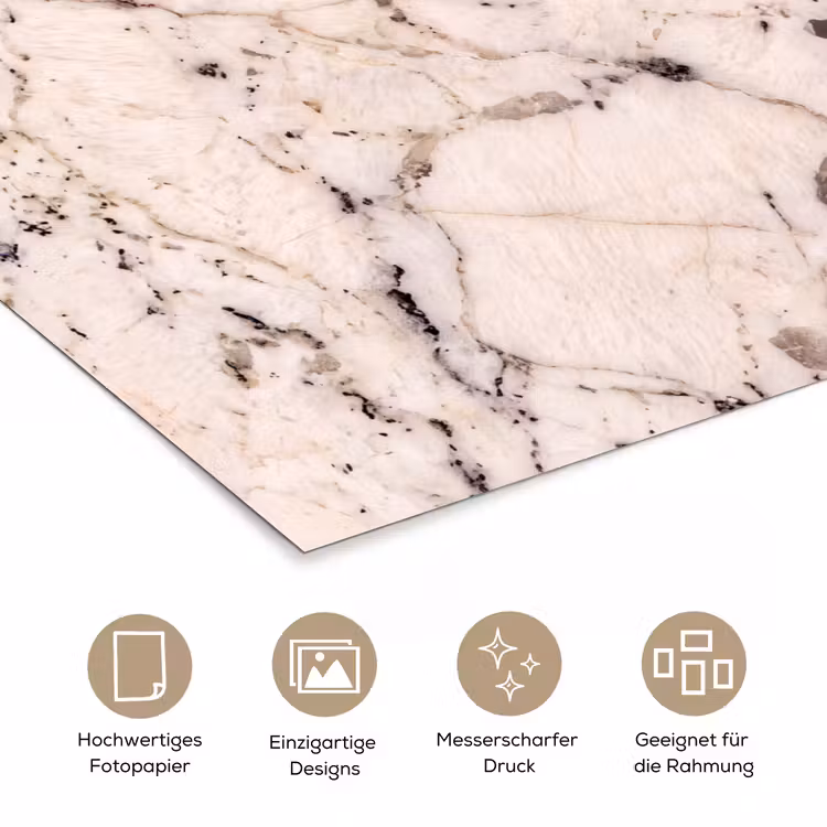 Natuursteen - Patroon - Abstract - Beige - Grijs poster papier klein -tcloseup_DE