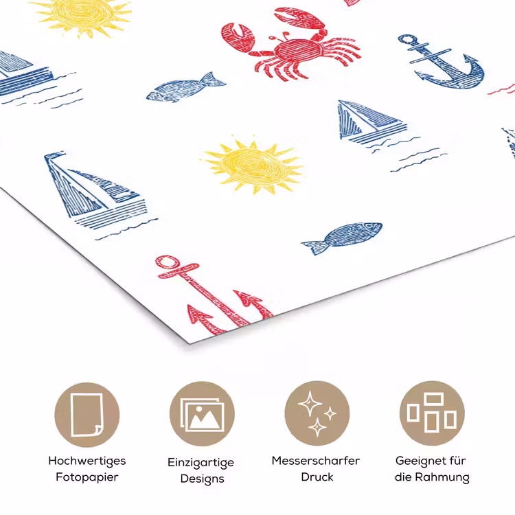 Nautisch - Illustraties - Kleurrijk poster papier klein 62 -tcloseup_DE