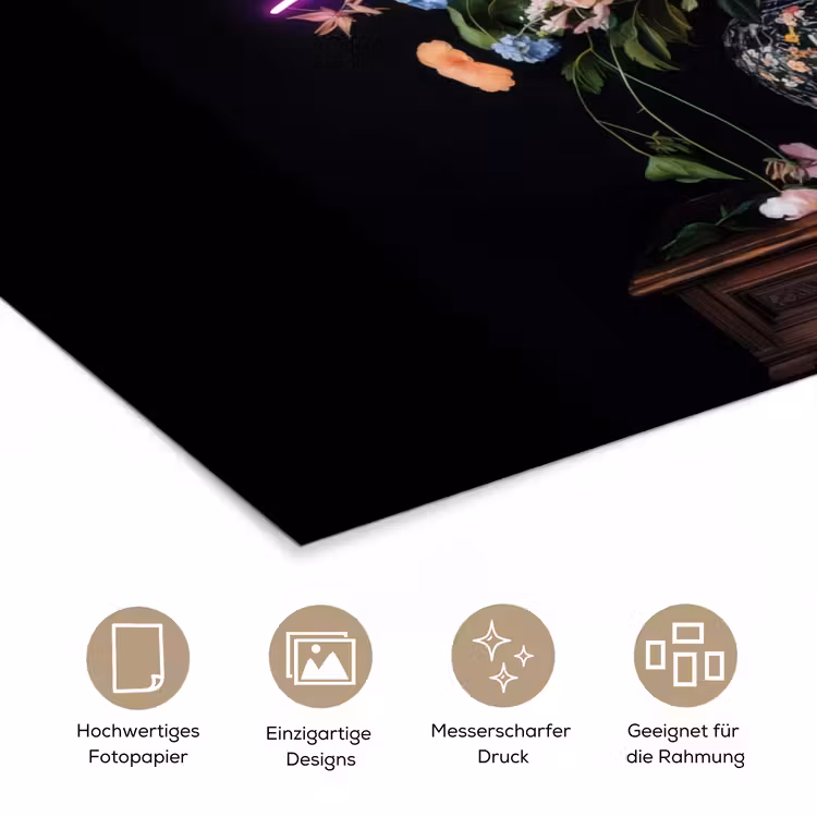 Neon - Vaas - Bloemen poster papier klein -tcloseup_DE