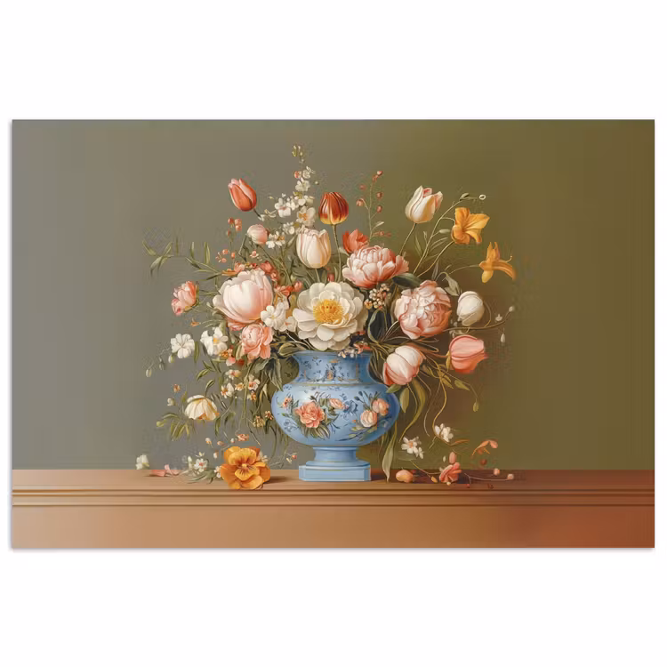 Neutral - Bloemen - Boeket - Vaas poster papier klein -3d