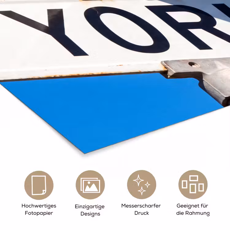 New York - Straatbord - Stad - Urban - Blauw poster papier klein -tcloseup_DE