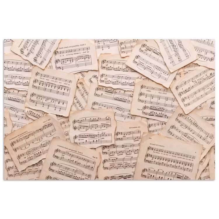 Bladmuziek - Oud - Noten - Vintage - Beige poster papier klein -3d