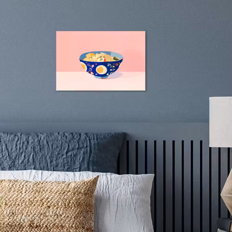 Noodles - Kom - Blauw - Illustratie poster papier klein -sfeer2