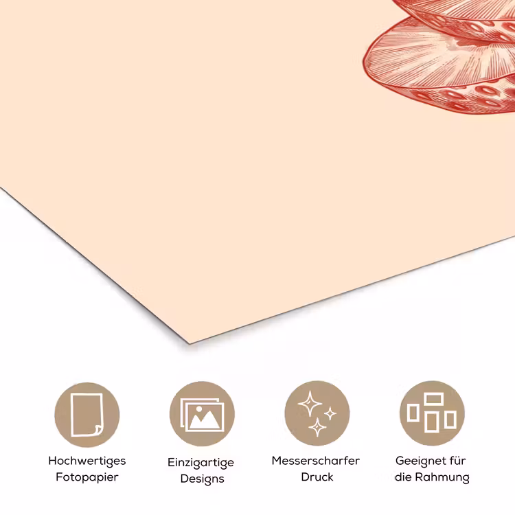 Fruit - Gesneden - Illustratie - Rood - Vintage poster papier klein -tcloseup_DE