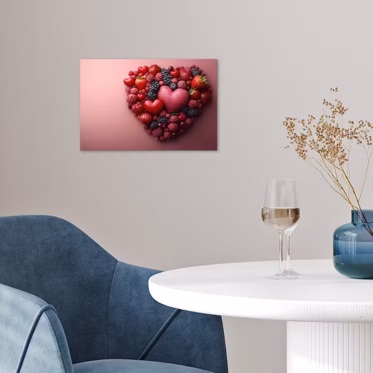 Fruit - Hartjes - Aardbeien - Frambozen - Bosbessen poster papier klein -sfeer3